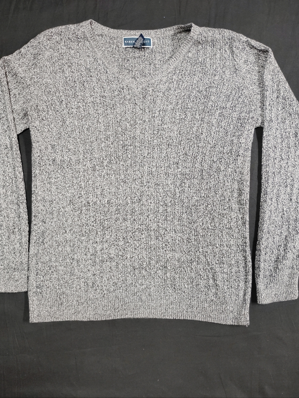 Karen Scott Women's Heather Gray V-Neck Sweater